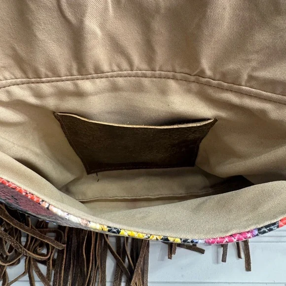 Keep It Gypsy Upcycled LV Fringe Calf Hair Animal Print Crossbody Bag Boho - Picture 4 of 7